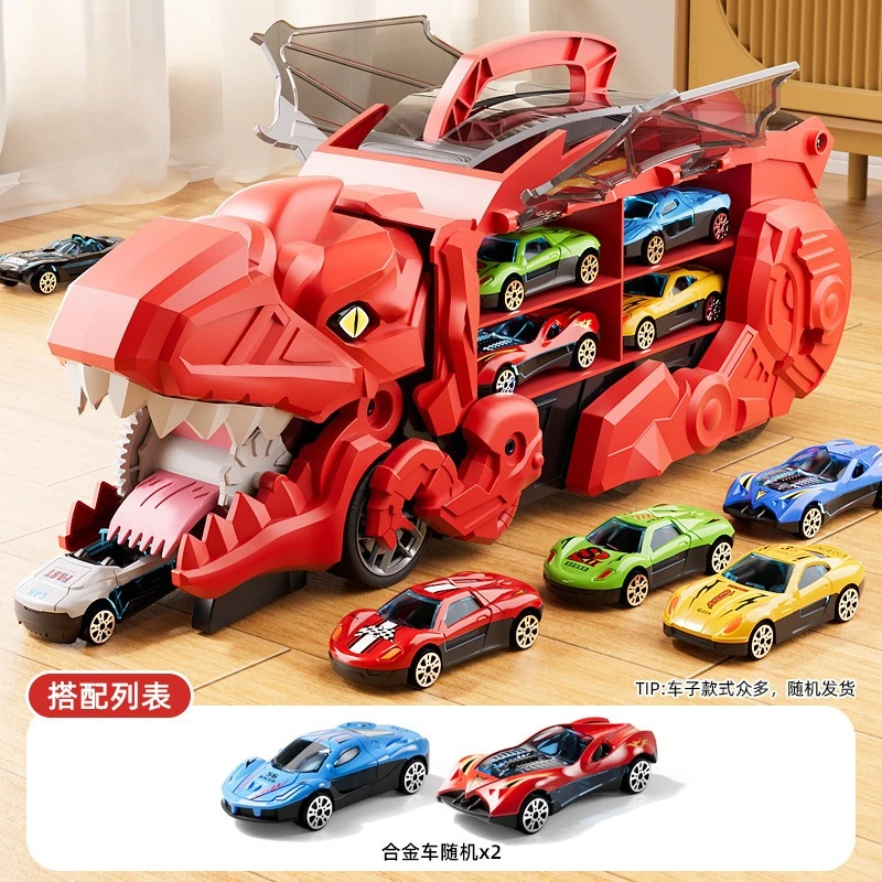 Children's Dinosaur Swallowing Car Toy Set Alloy Car Boy Engineering Car Birthday Gift