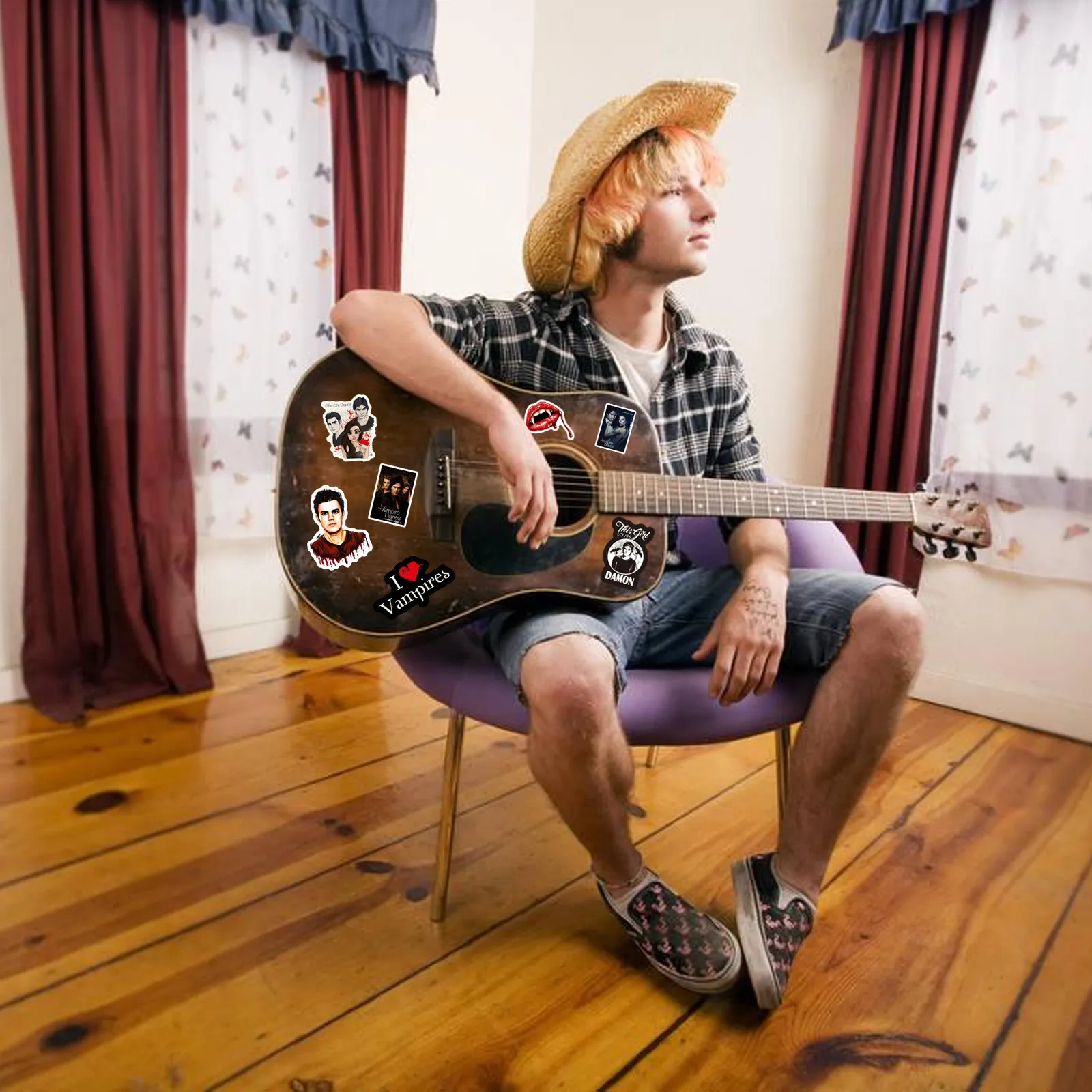 50PCS TV Show The Vampire Diaries Stickers Blood Decals Decoration Suitcase Skateboard Guitar Laptop Cup Stationery Sticker Gift