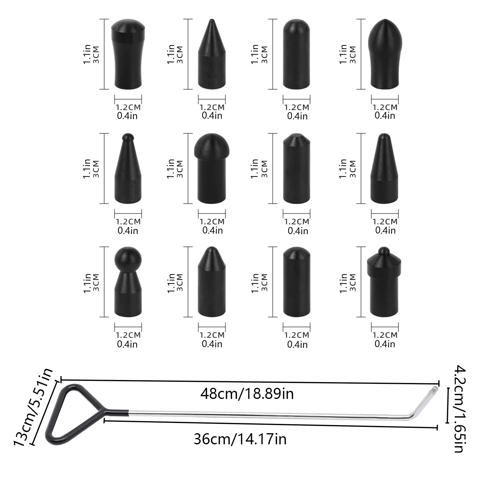 Image of Auto Dent Reparatur Haken Edelstahl Schubstangen Auto Brecheisen Paintless Dent Reparatur Werkzeuge Kits für Auto Körper Dellen