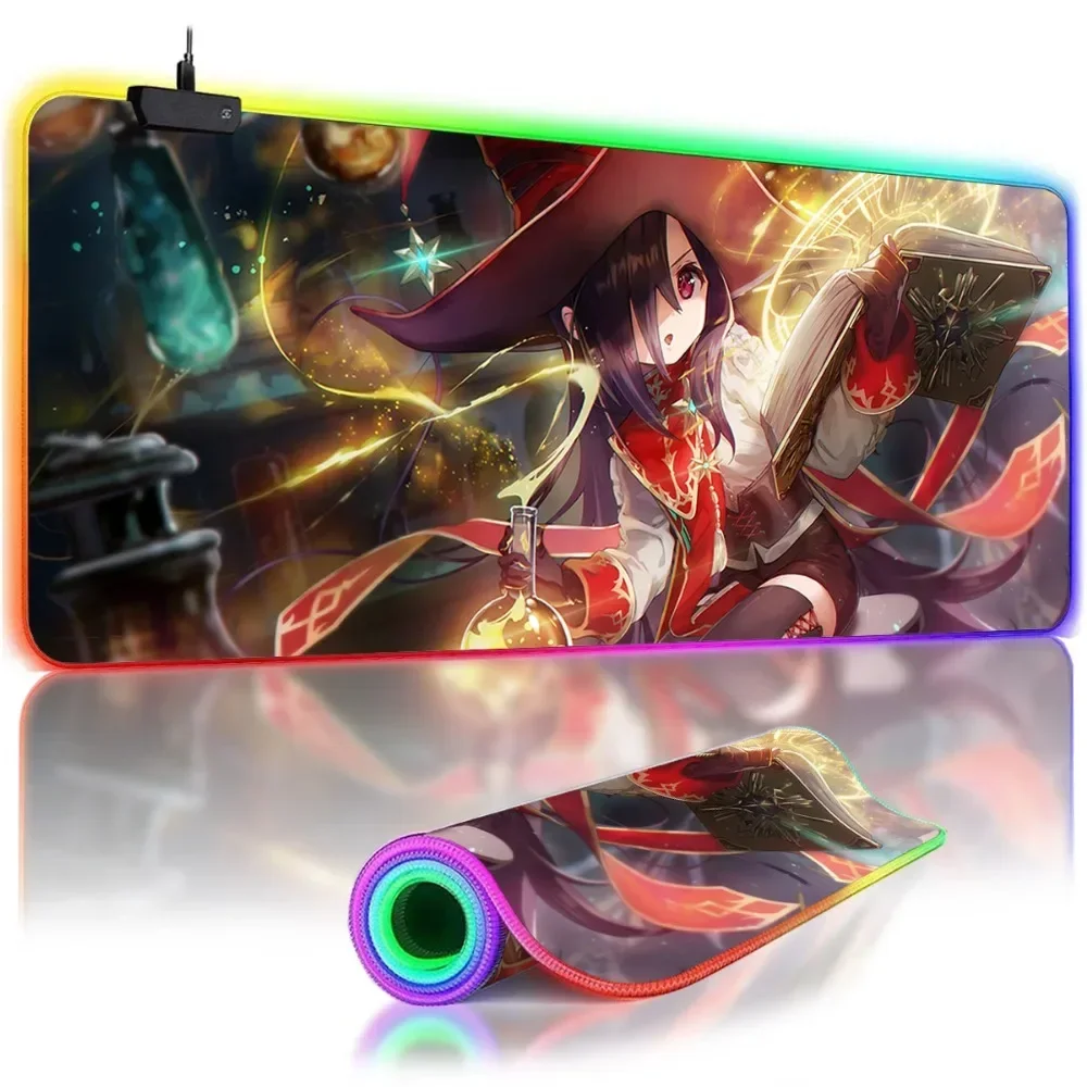 

RGB Large Mouse Pad Miko Tenne-Heaven Burns Red Mousepad Gamer Anime Girls Overwatch Non-Slip Mouse Pad Kawaii Gaming Play Mat