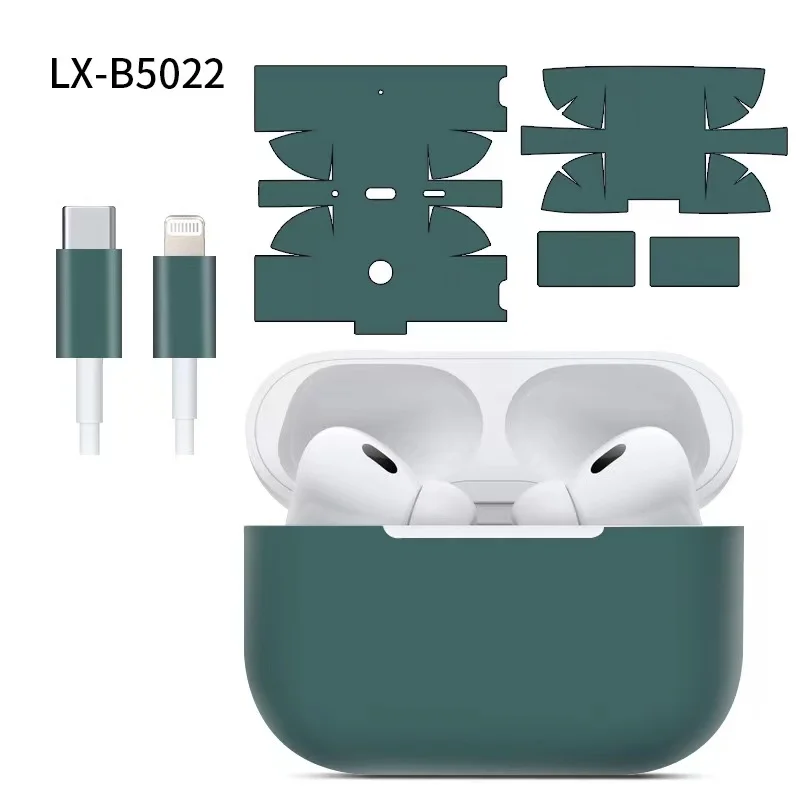 2 pçs transparente matte decalque da pele para airpods pro 2 protetor de corpo inteiro cor lisa 3m envoltório filme capa para airpods 1 2 3 adesivo