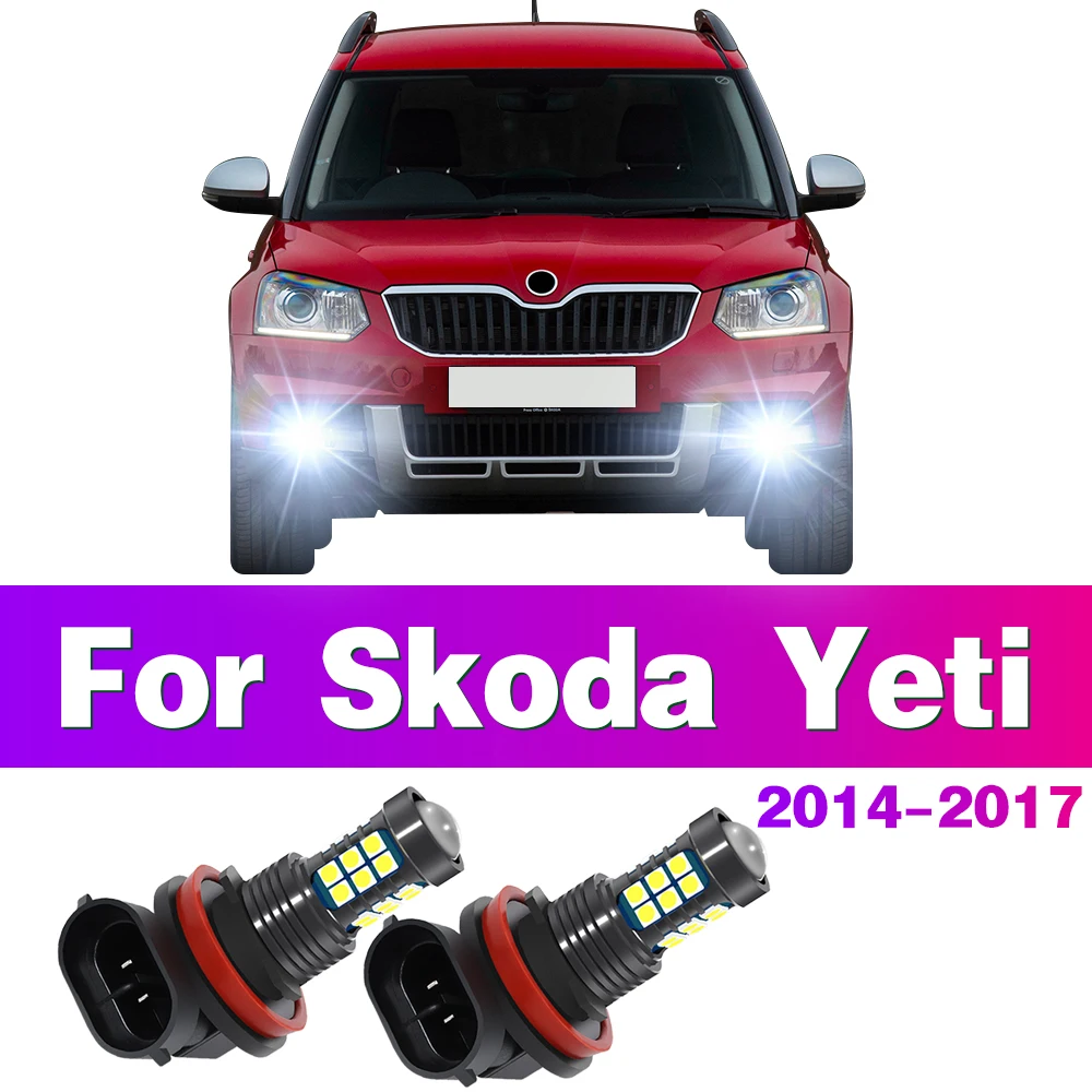 2X LED Car Fog Light Auto Lamp Bulbs For Skoda Yeti 2014 2015 2016 2017 Accessory