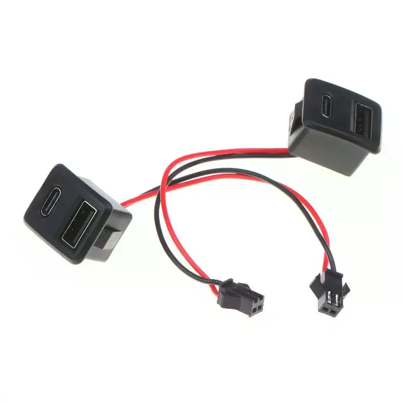 1/2/5Pcs Double Layer USB Female Base Type-C Socket With Cable Connector Female USB Lamp Charging Power Socket For Electronics