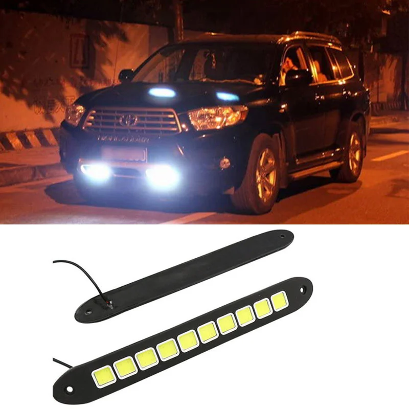 

2PCs 10 LED Auto Daytime Running Light Flexible COB Waterproof LED 12V Strip Auxiliary Driving Lamp Auto Exterior Accessories