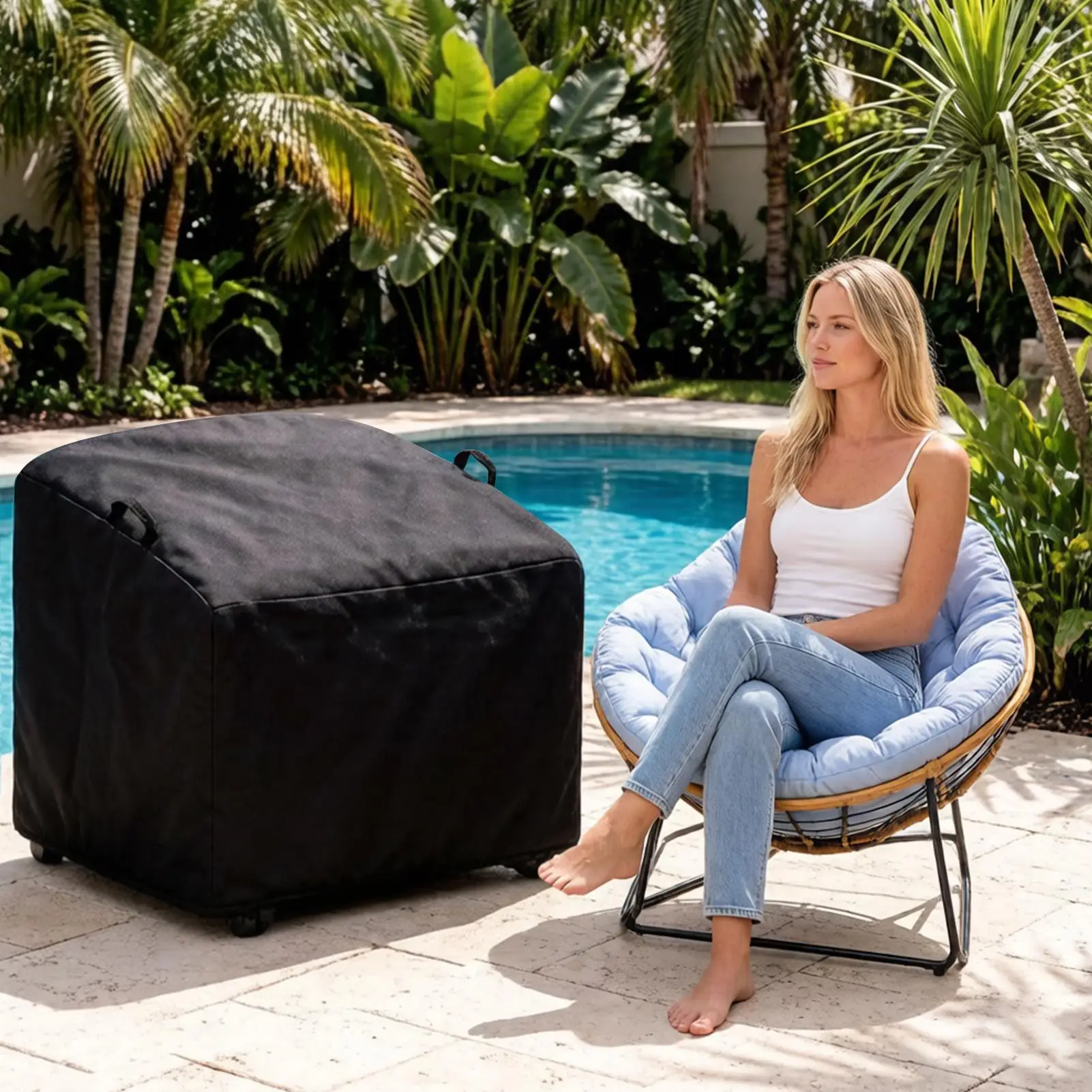 Rocking Chair Covers Waterproof Protective Wrap Sunproof Windproof Patio Chair Cover For Rattan Lounger Yard Garden Home Nursery