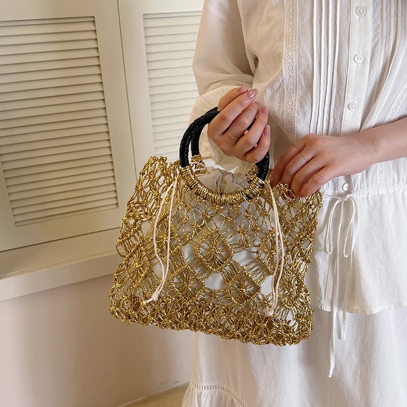 Glänzende Goldene Hohlgewebte – Women Bags Golden Bewertung und Preis