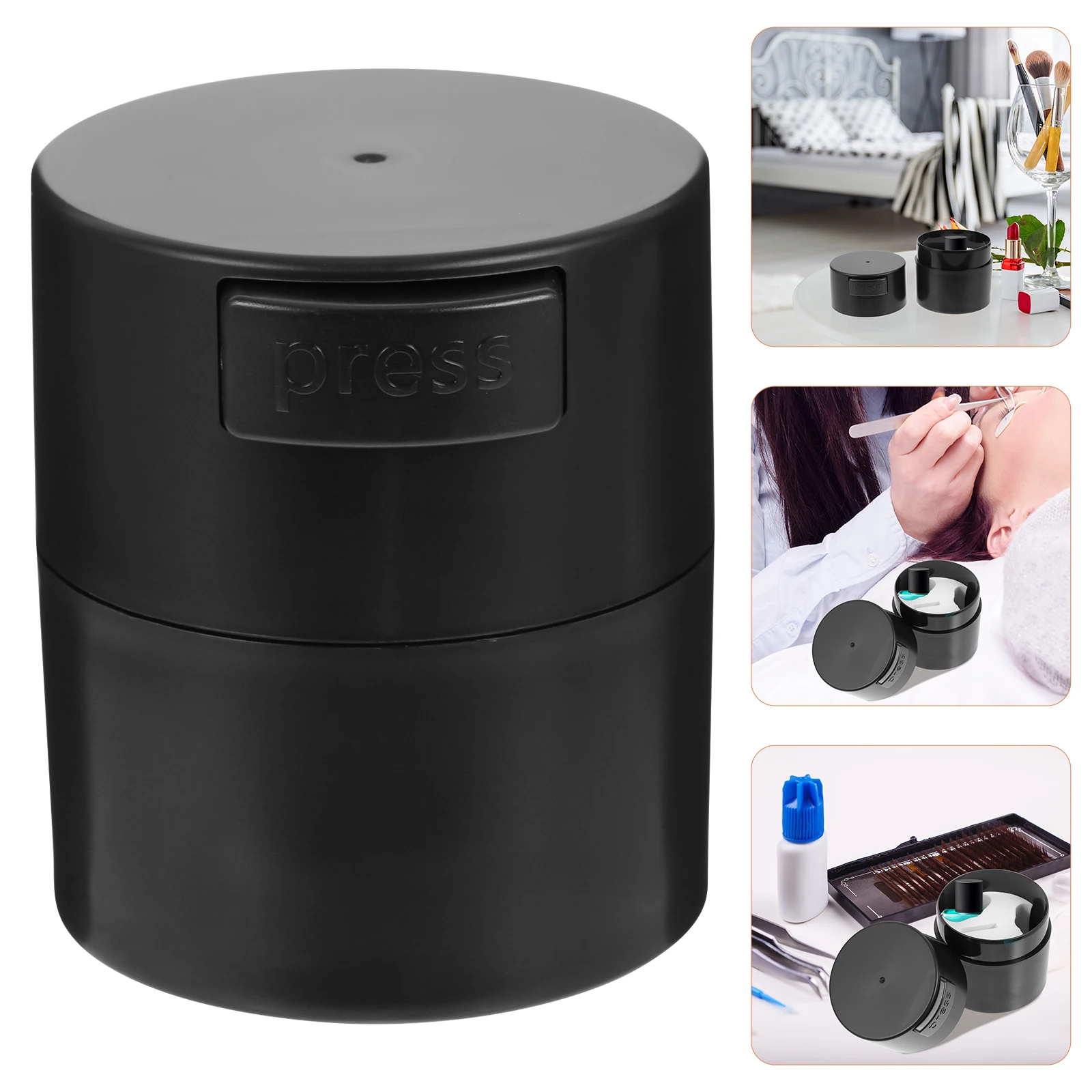 Conteneur de stockage de colle à cils, Type presse blanche, étui scellé pour Extension de cils, résistant à l'humidité, taille de voyage