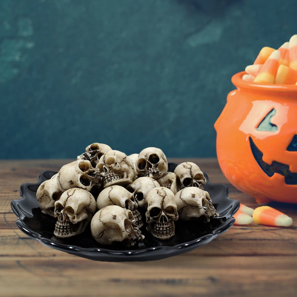 20-100 Pcs Mini Skull Figure Halloween Miniature Skulls Heads Creative Festival Theme Landscape Garden Potted Plant Decorations