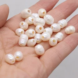 10PCS Natural Freshwater Pearl Big Hole Rice Shape Beads Jewelry for DIY Jewelry Making Necklace Bracelet Hole Size 2-2.5mm