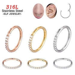 1/10/30pcs 316L Stainless Steel Clickers Nose Ring 5A Zircon Earrings SEXY Piercing Body Jewelry earring for women