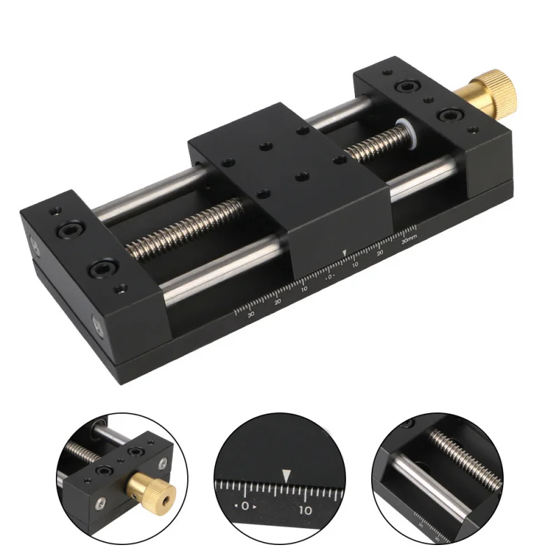 

1 шт. линейный столик для точной настройки из алюминиевого сплава, измерение оси X, станция перемещения ручного перевода, платформа 40x70 мм, P