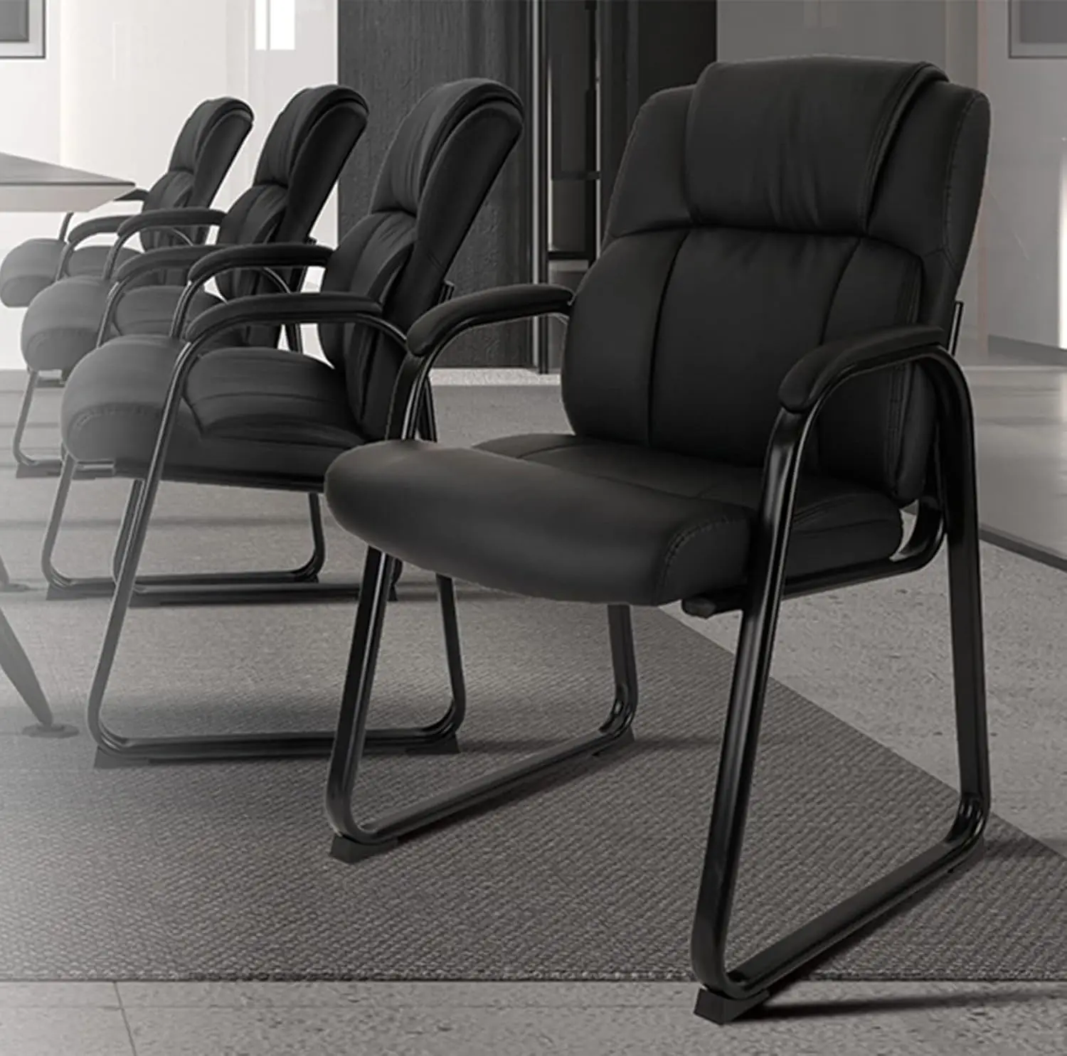 CLATINA Leather Guest Chair with Padded Arm Rest for Reception Meeting Conference and Waiting Room Side Office Home