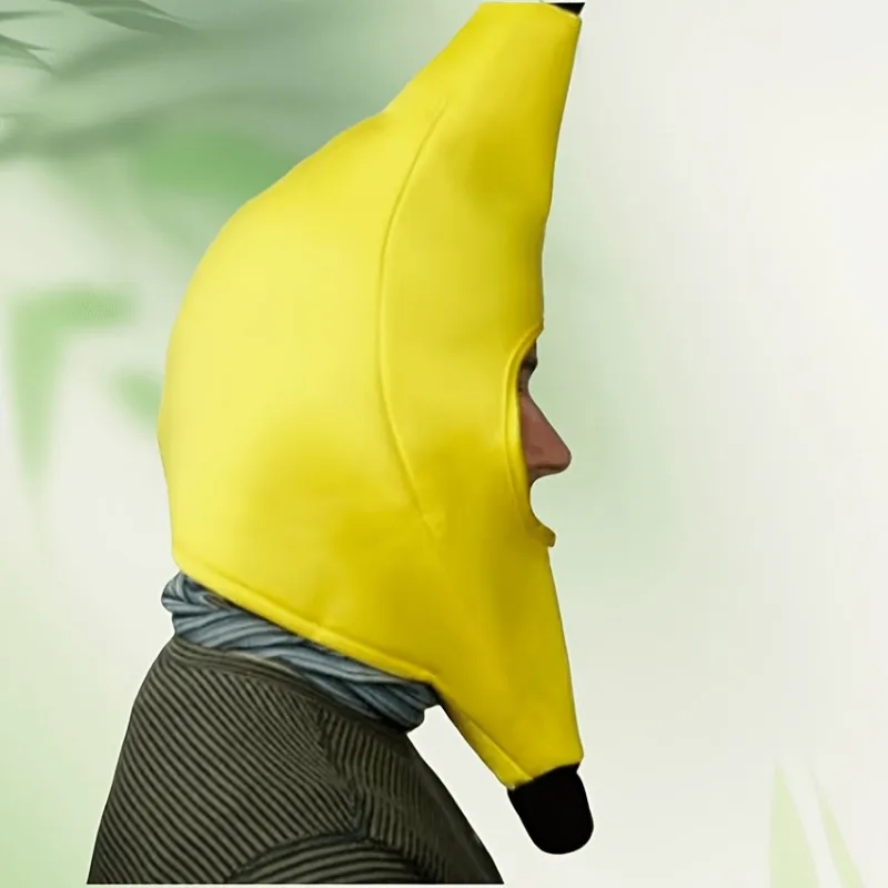 1/2/3PCS Bright Yellow with Black Tip Loose  Cloth Banana Hat Hood for Halloween Events and Internet Short Video Shooting