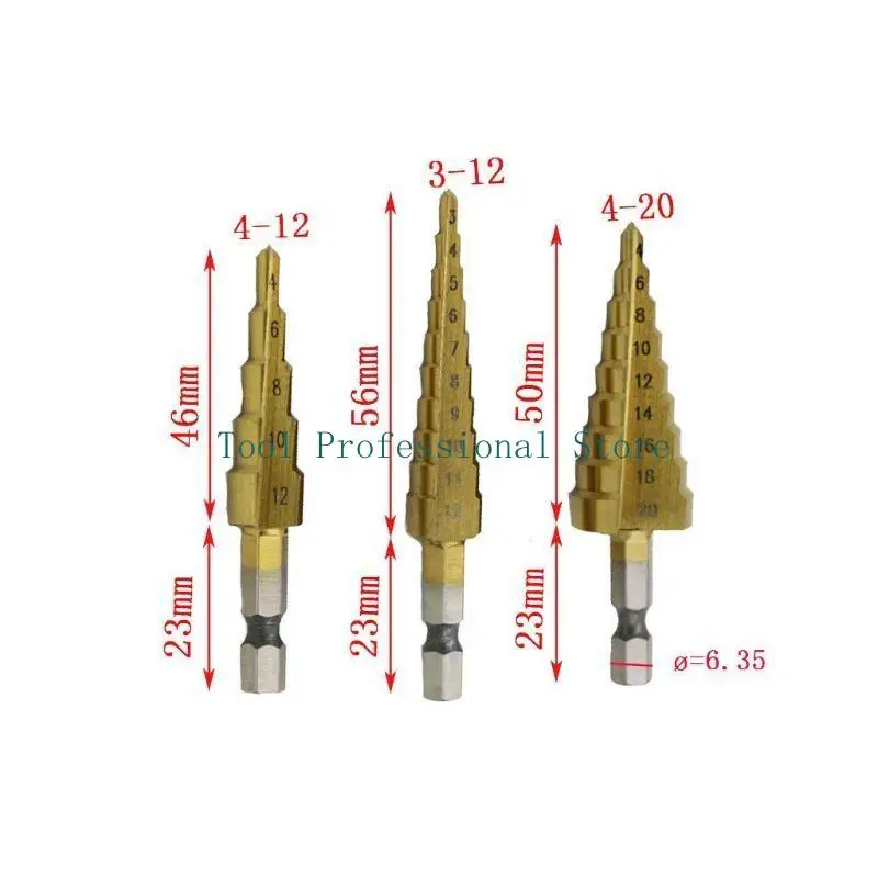 in acciaio rapido velocità con gambo esagonale per punta da trapano a cono 57QF 3-12mm 4-12mm 4-20mm