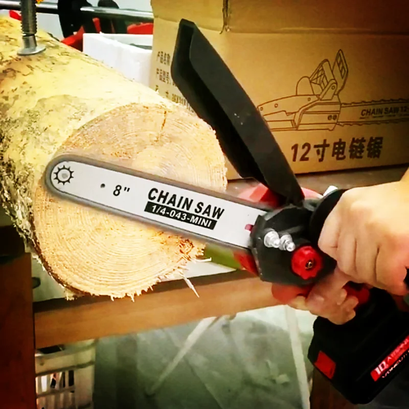 Rechargeable electric chainsaw household handheld electric lithium chain saw outdoor firewood felling Electric saw tree cutting