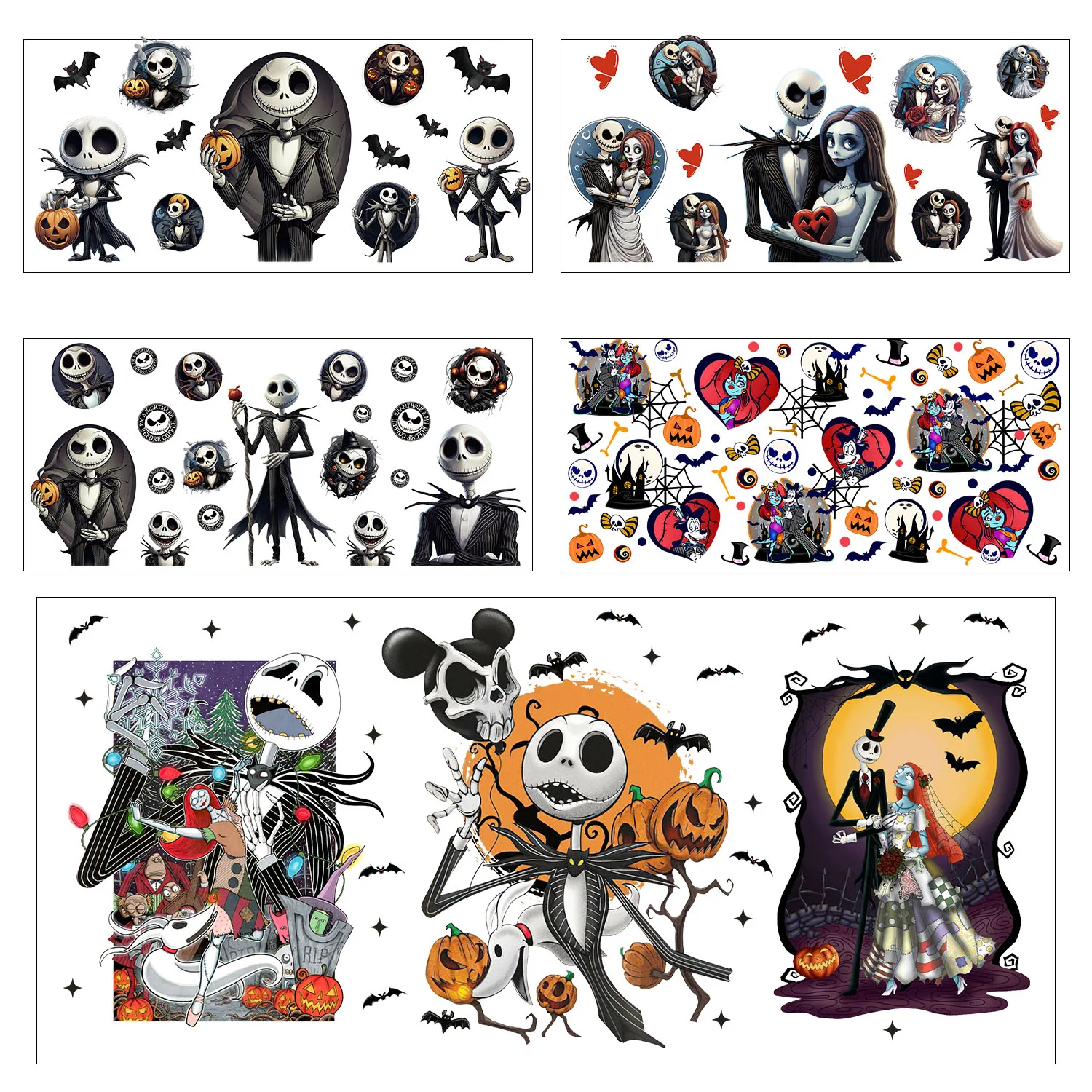 

Christmas Nightmare Series peel waterproof DIY Decals 3D transfers uvdtf crystal tumbler sticker 16oz uv dtf cup wraps