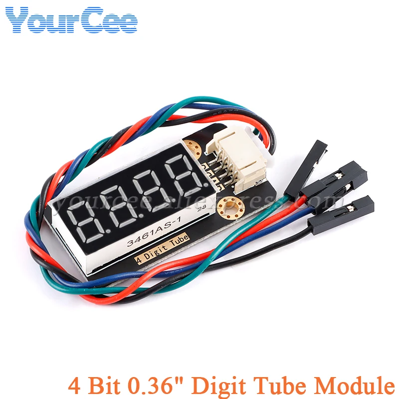 2 uds/1 unidad 0,36 "tubo de dígitos de 4 bits TM1650 tubo Nixie de cátodo común módulo de pantalla roja interfaz IIC I2C Cable de PH2.0-4pin