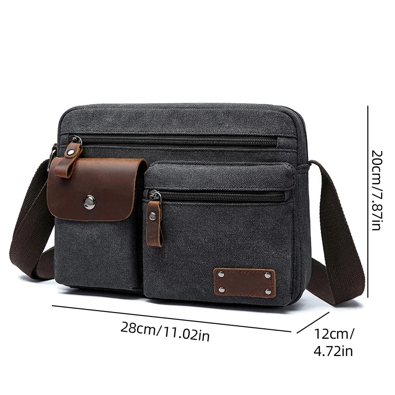 Men Canvas Bag Travel Hiking Messenger Shoulder Bag Business Briefcase Wallet Trends Crossbody Bag Large Capacity Flap Schoolbag
