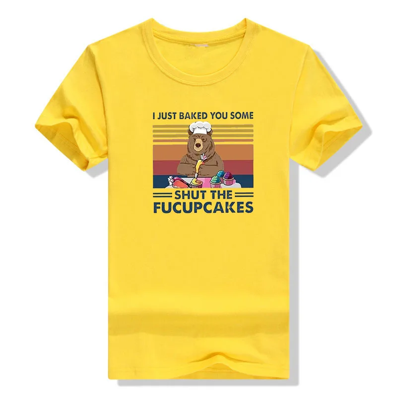 I Just Baked You Some Cakes T-Shirt, Cute Bear Pattern Shirt, Funny Graphic Clothes for Women Tops Y2k Foodie Joke Sayings Tee