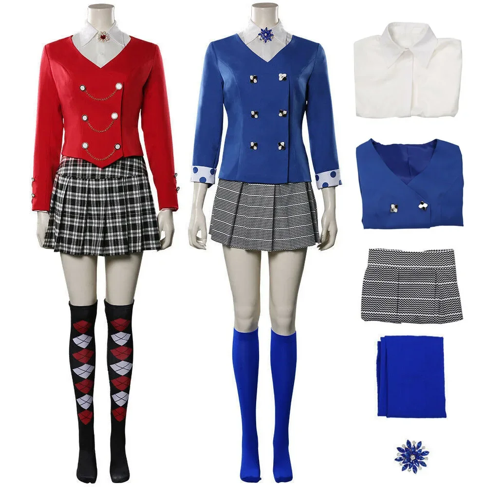 

Movie Heathers The Musical-Veronica Sawyer Cosplay Costume School Uniform Coat Shirt Skirt Stockings Full Set Halloween Party