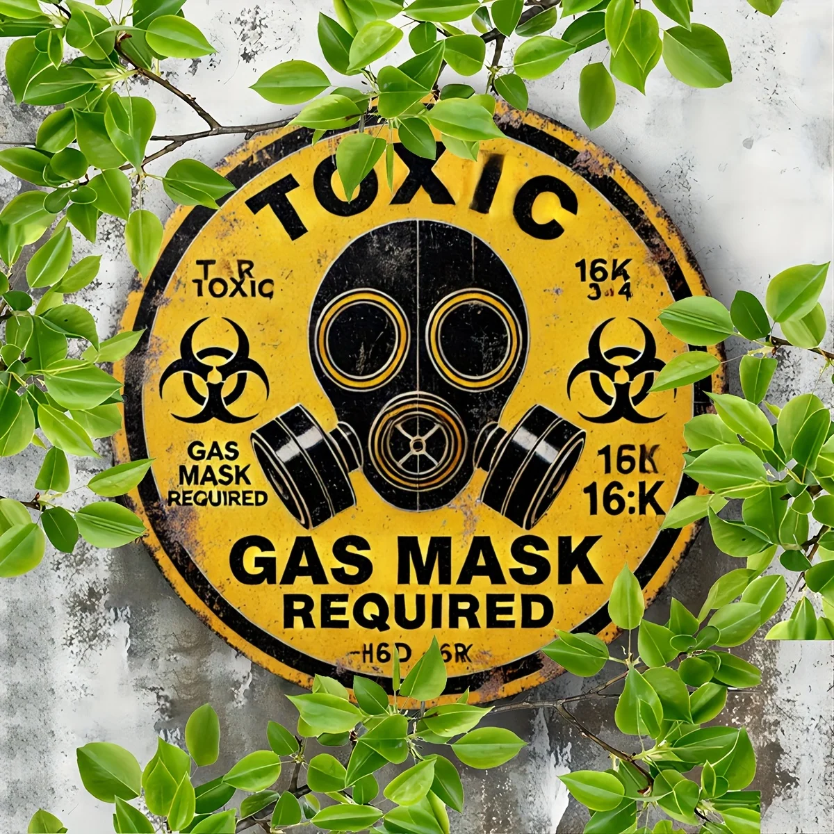 Vintage Toxic Hazard Sign with Gas Mask Symbol - Classic Metal Wall Art, Suitable for Home, Garage, Café, Bar, And Living Room D