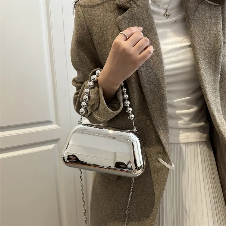 

2025 New Hot Style Fashion Acrylic Box Shoulder and Crossbody Bags Gold and Silver Hasp Personality Super Cool Women’s Handbags