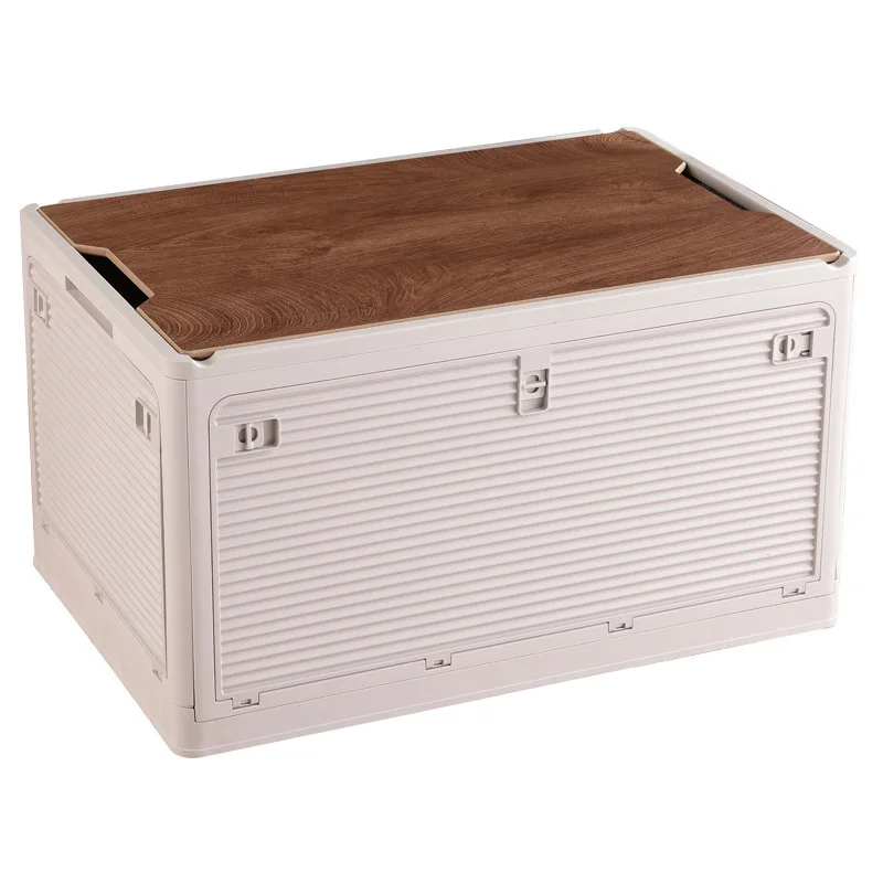

Outdoor camping box, wooden plastic storage box with lid, folding storage box