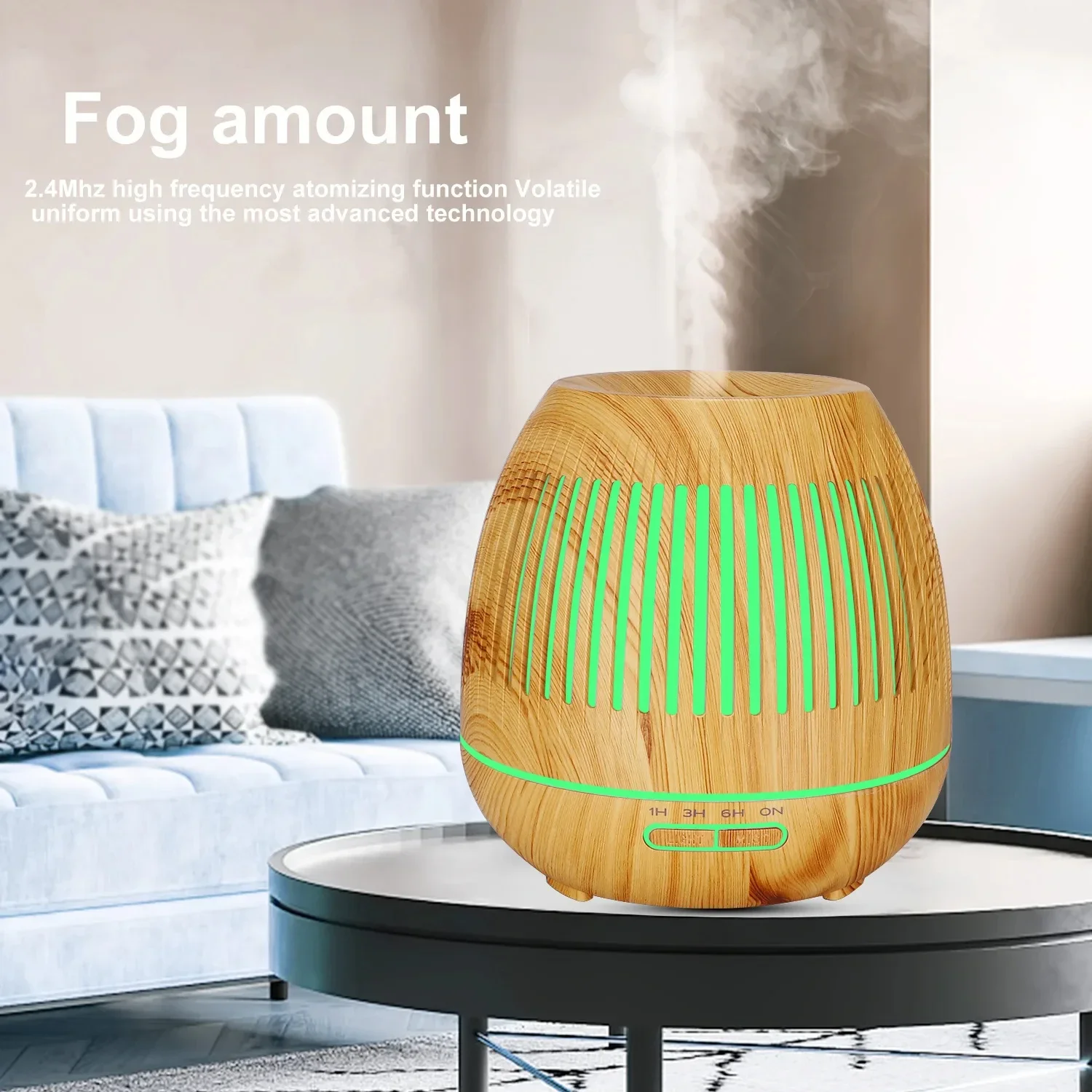 Dark Wood Grain Smart WiFi 400ml Essential Oil Diffuser - App Controlled Aromatherapy Therapy Humidifier for Relaxation and Stre