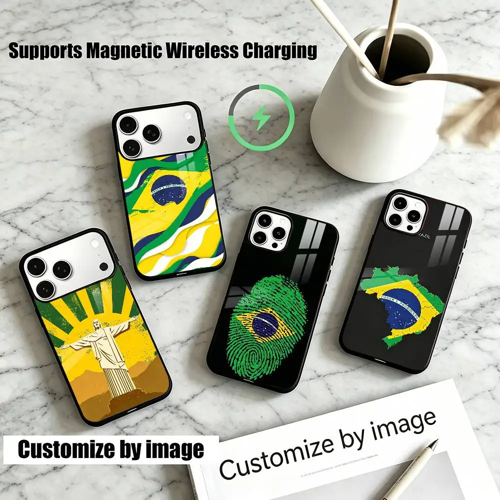 Brazil Brazilian F-Flags  Phone Case For iPhone18,17,16,15,14,13Plus,Pro Supports Magnetic Wireless Charging