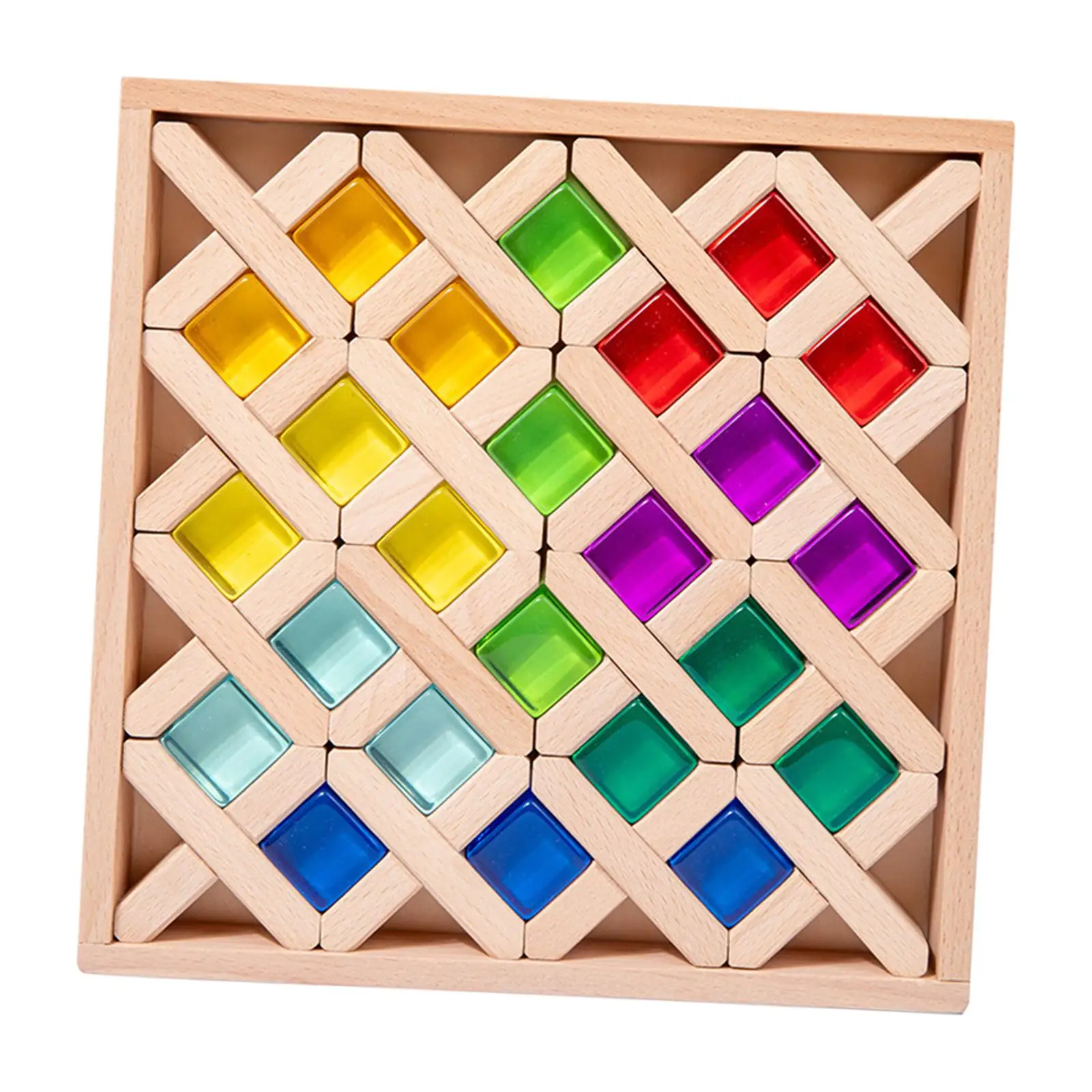 

Rainbow Building Blocks Set Educational with Wooden Storage Box Spatial Awareness Stacking Game for Toddlers Kids Girls Gift