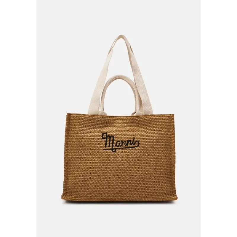 

Woven Raffia Summer Shopping Tote Bag 2026 Trend Letter Embroidery Tan Luxury Shoulder Bag New Large Capacity Minimalist Handbag
