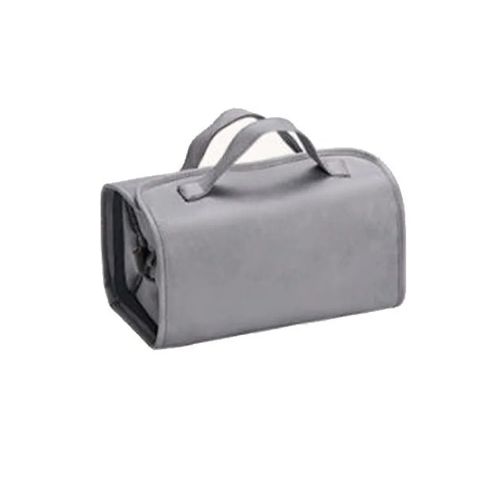 

Вместительная складная косметичка из водонепроницаемой искусственной кожи, органайзер для макияжа, скручивающийся дизайн, съемная портативная сумка для туалетных принадлежностей