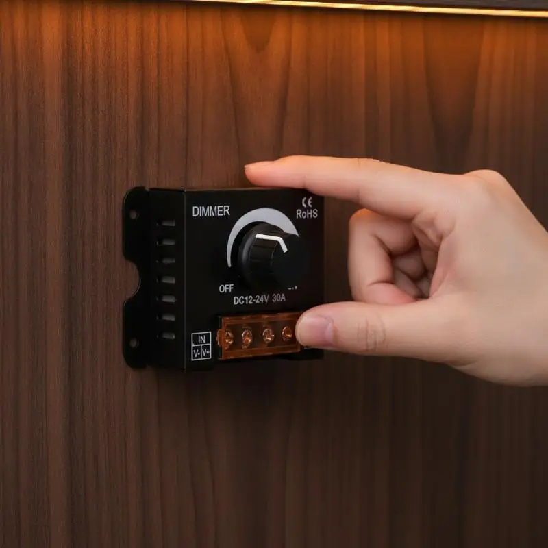 LED Dimmer Switch Brightness Adjustable Controller Simple Operation for Single Color LED Strip Light Car RV DIY Use