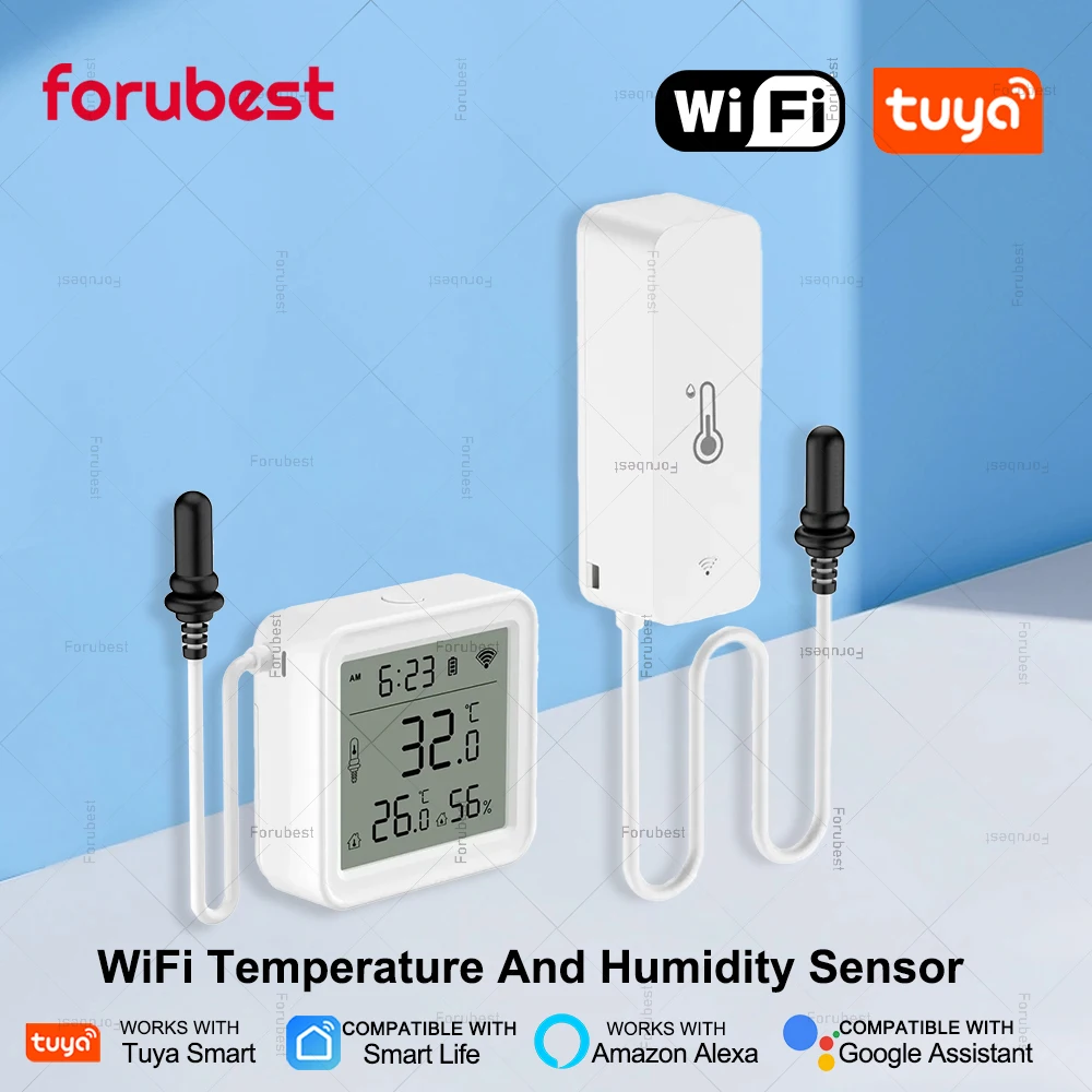 

Датчик температуры и влажности Tuya Wi-Fi с внешним зондом для умного дома, термогигрометр для аквариума, винодельни, домашняя автоматизация