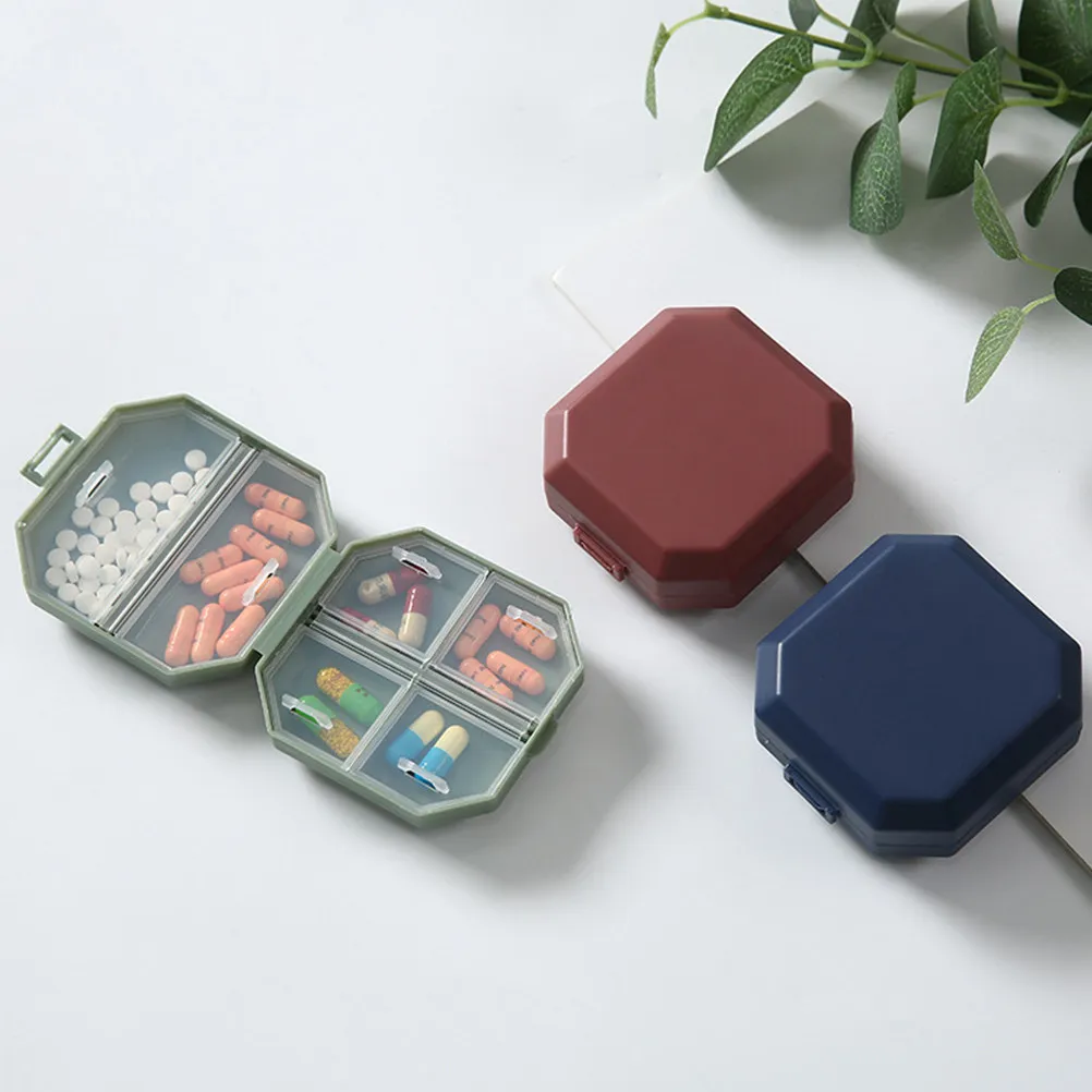 3Pcs Portable Pill Organizer Compact Medicine Case Dustproof Moisture Resistant Weekly Daily Use Wear Resistant Household