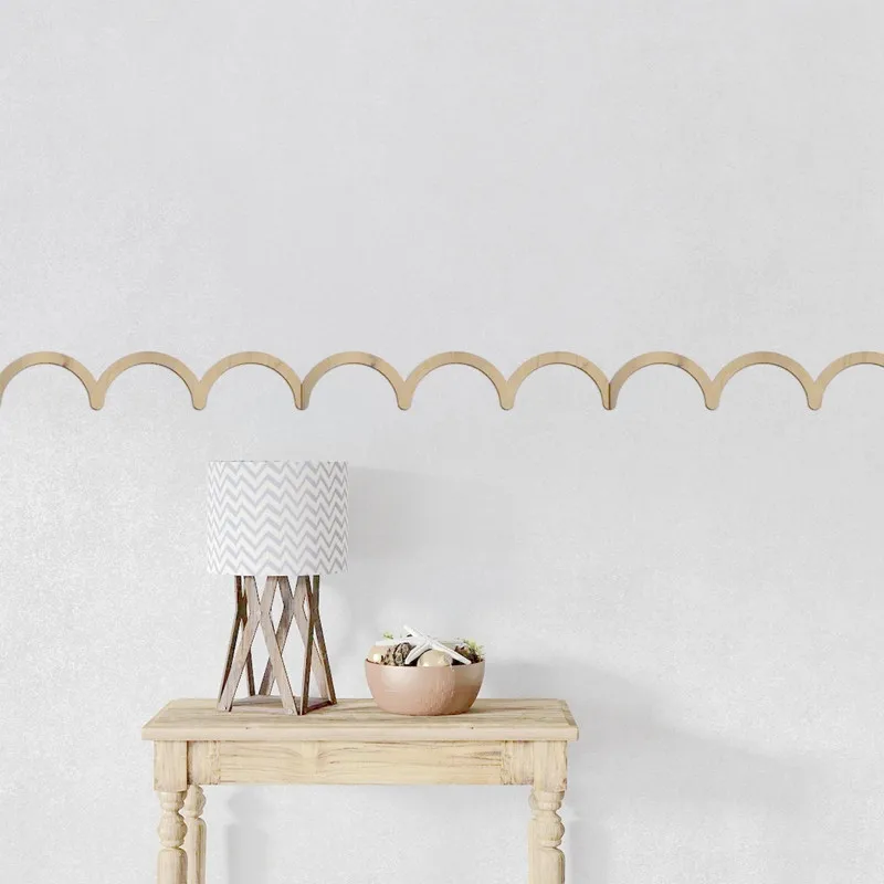 20pcs Scalloped Wall Moulding Wood, Chair Rail Molding Wood Scallop Design, Wooden Wall Cornice, Decorative Wooden Stripe Trim