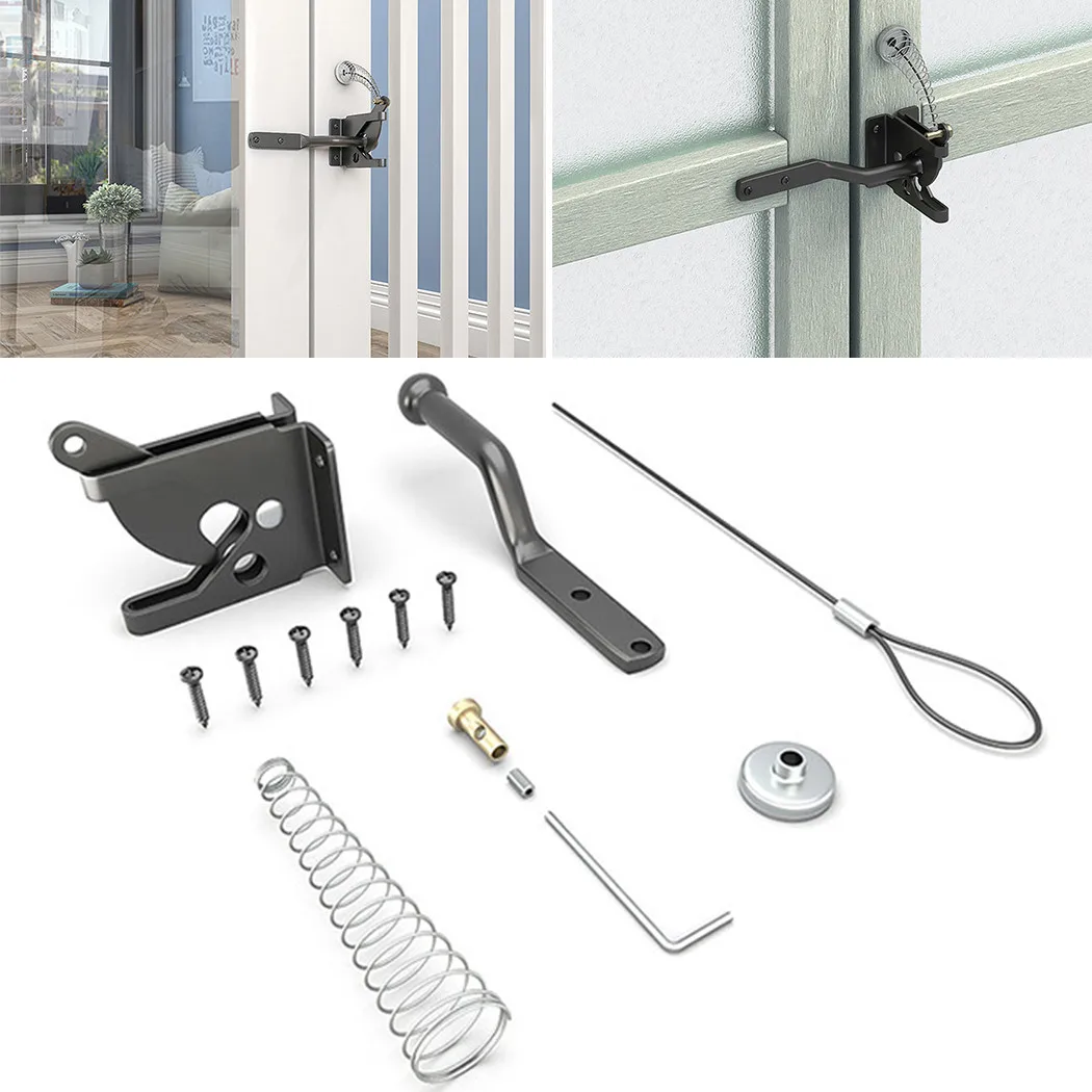 Carbon Steel Fence Door Latch Buckle Domestic Easy To Operate Spring Zipper Black Latest Nice 100% Brand New Element