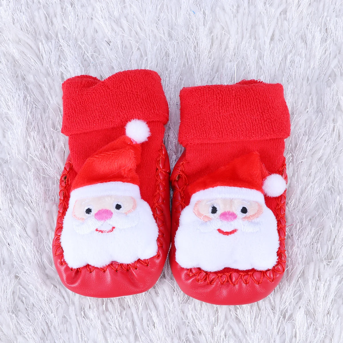 1 زوج الطفل عيد الميلاد تخزين جميل الكرتون المضادة للانزلاق الطابق الأحذية لينة الدافئة الخريف الشتاء الدفء الجوارب سانتا كلوز 12 سنتيمتر