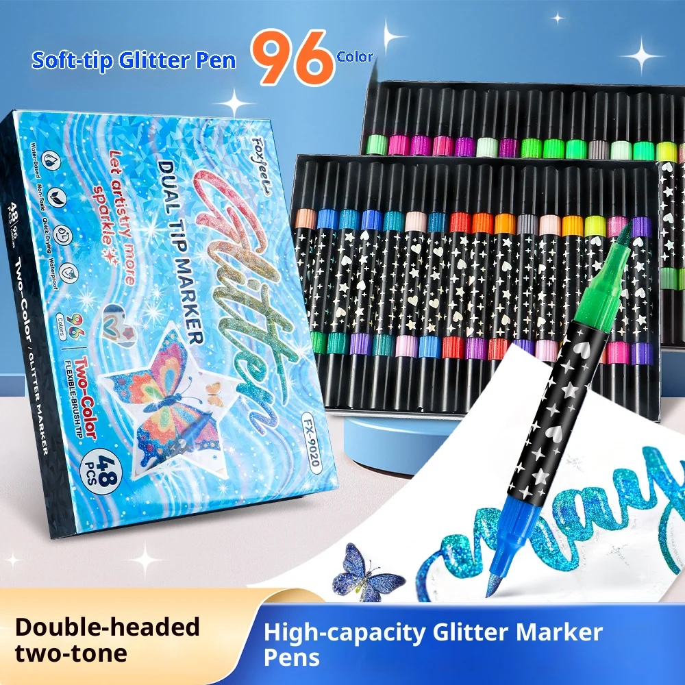 

24/48/72/96 цветов, акриловые маркеры с двойной вспышкой, мягкая кисть с головкой для рисования, камня, камня, дерева для студентов, товары для рукоделия