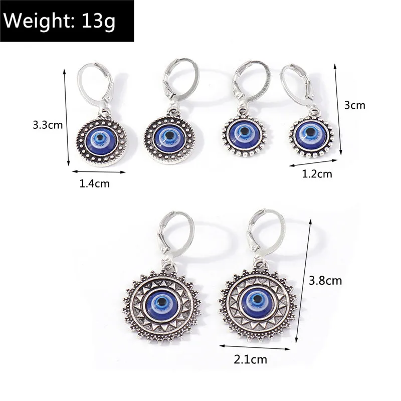 Aihua Antike Silber Farbe Evil Eye Ohrring Für Frauen Böhmen Türkische Glück Blau Auge Ohrringe Sets Schmuck Geschenke – Detail 6