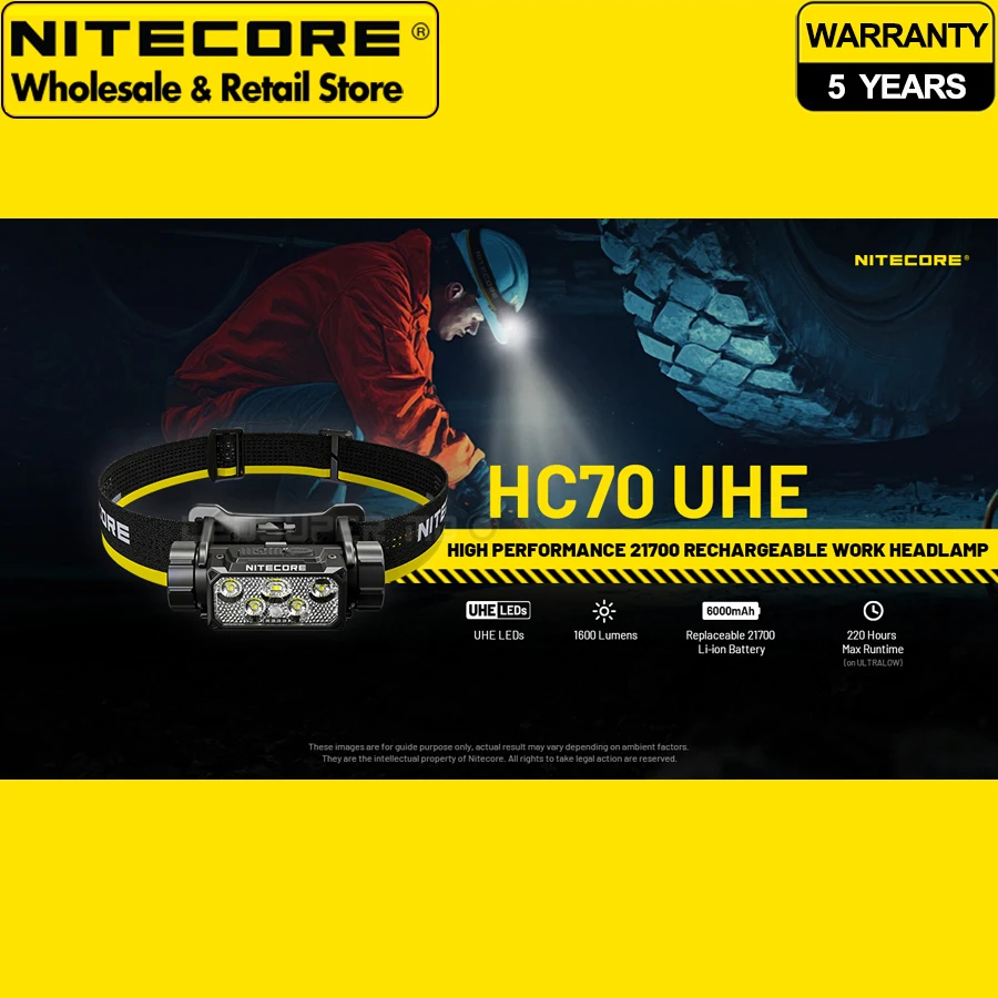 كشافات عمل NITECORE HC70 UHE 1600 لومن 21700 عالية الأداء مع بطارية ليثيوم أيون 6000 مللي أمبير في الساعة #2