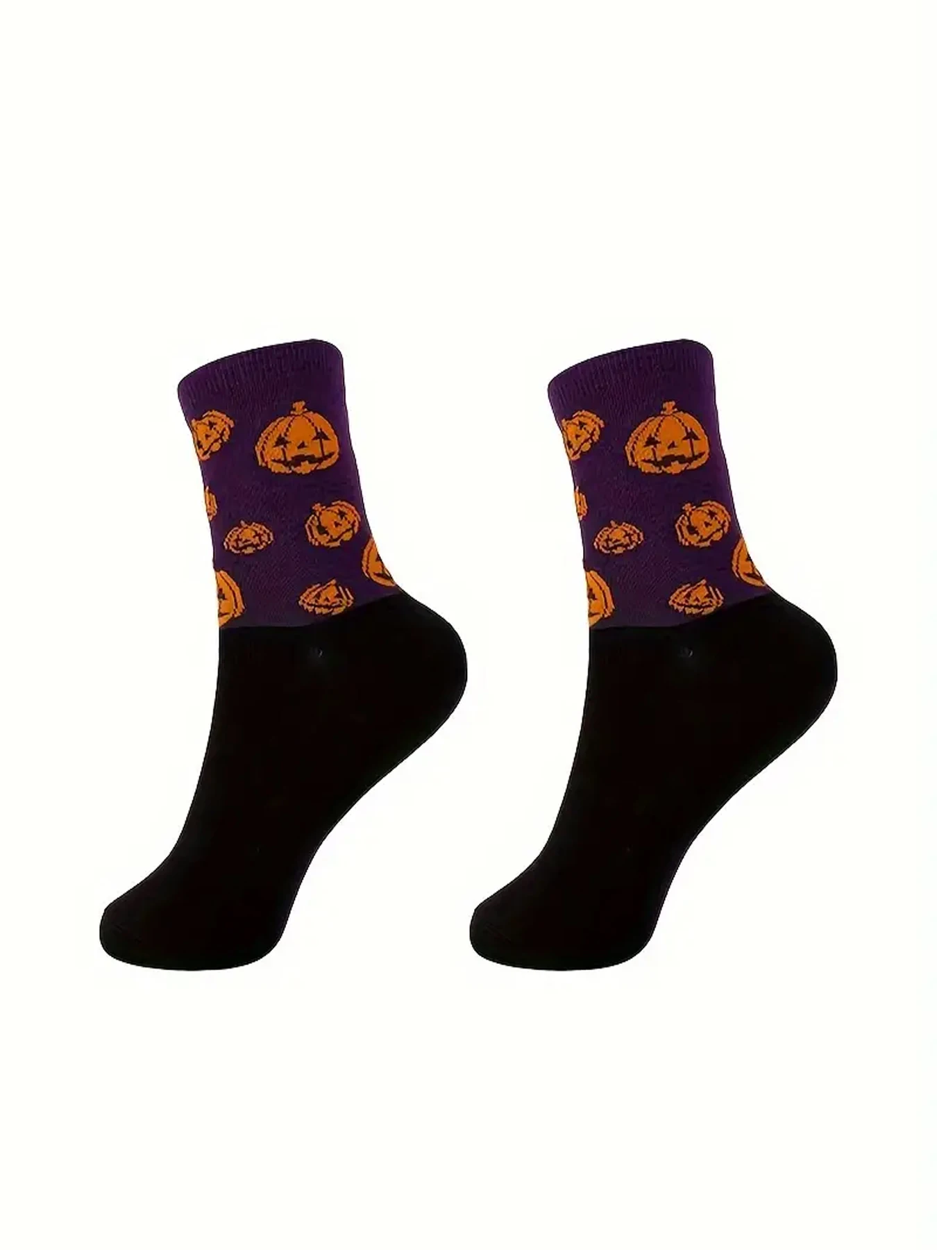 6pairs Halloween Style Men\'s Trendy Cartoon Bat Pumpkin Pattern Crew Socks, Breathable Comfy Casual Street Style Unisex Socks Fo