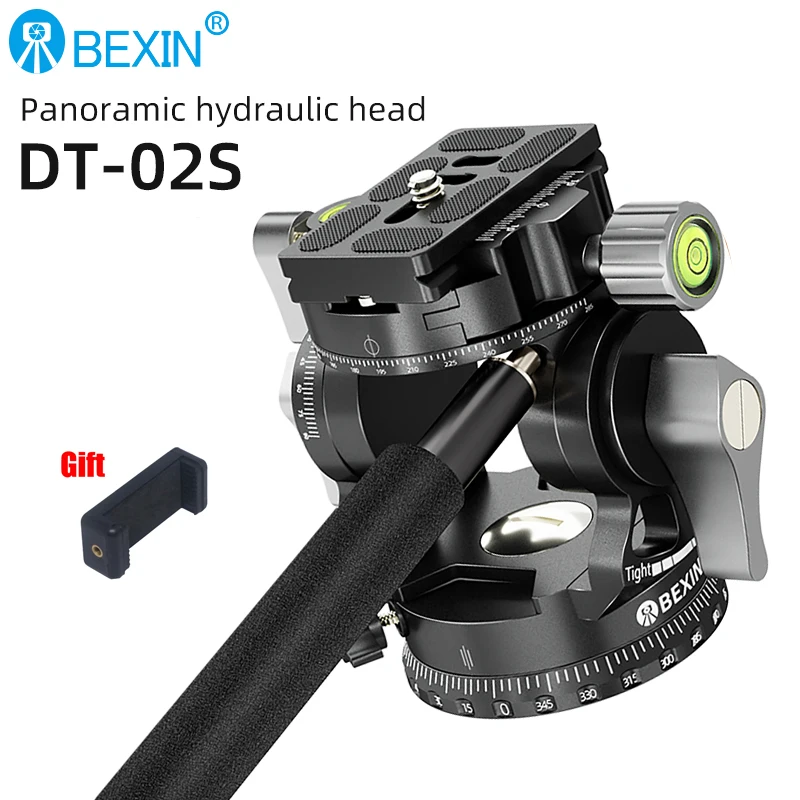 BEXIN DT-02R Hollow Video Hydraulic Head  -80°+90° Double Panoramic Fluid Video Head for Portable Lightweight Compact Tripod