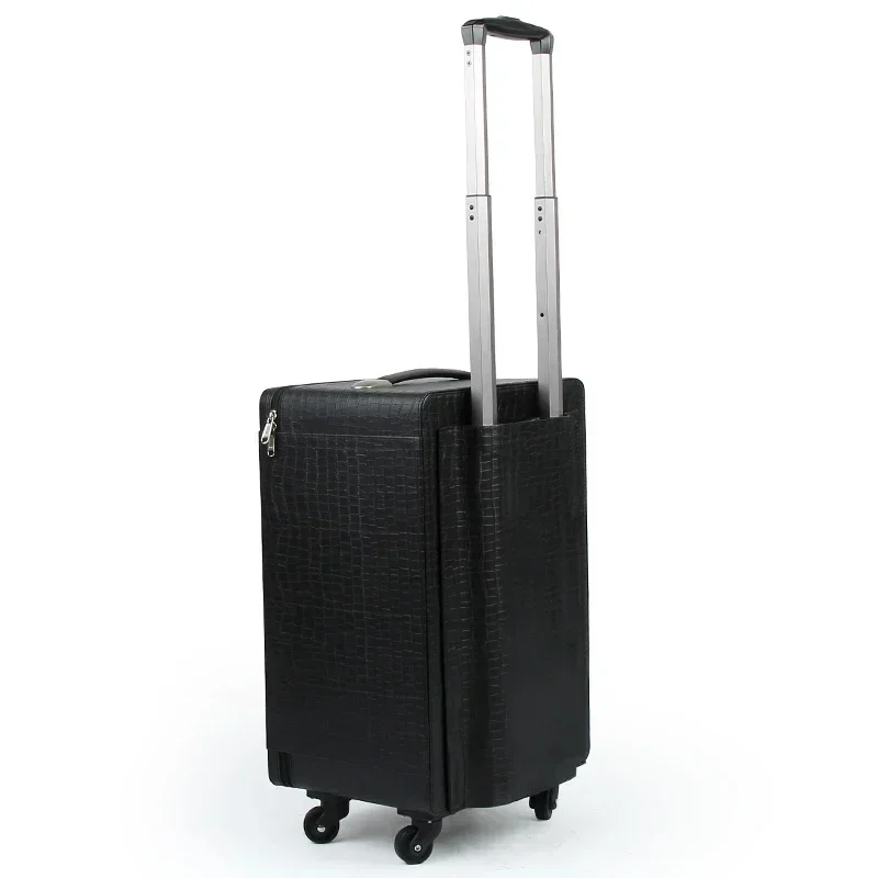 

New luxury velvet pull rod jewelry box with travel leather wheels
