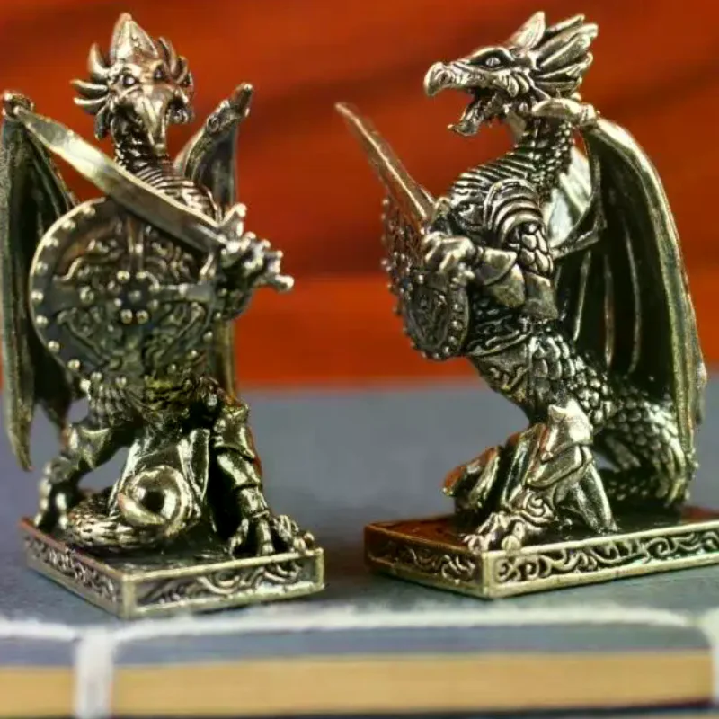 New Pure Brass Dragon Warrior Statue Desktop Ornament, European Mythology Griffin Ornament, Retro Home Feng Shui Decoration