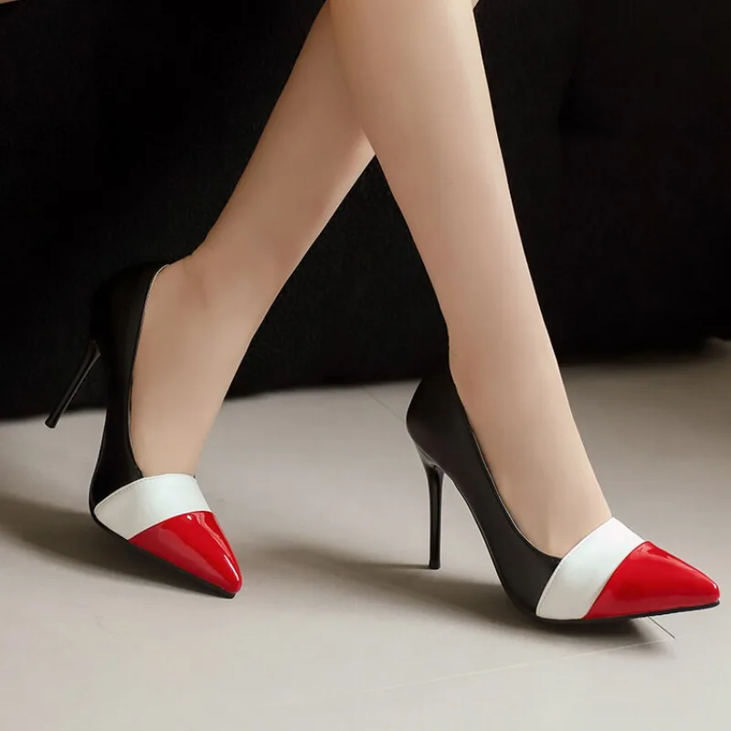 Spring Autumn New styles fashion High heels Women's shoes Color blocking Shallow Mouth Pointed tip Slender heel Women's shoes