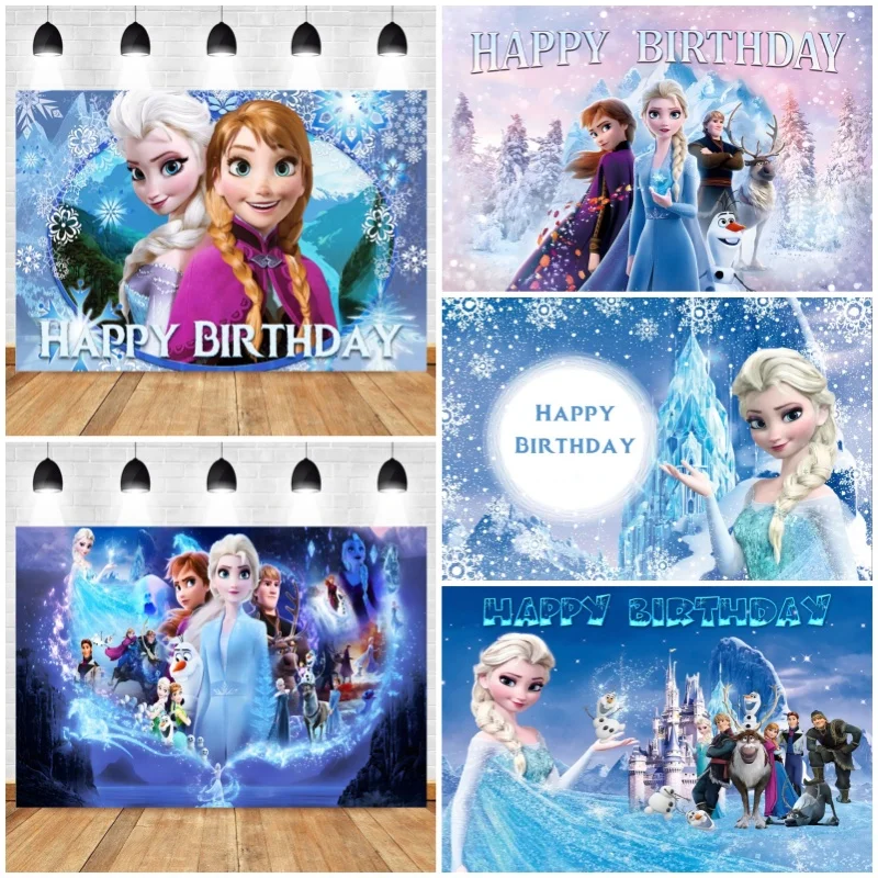 

Disney Elsa Princess Photography Backdrops Girl Kids Baby Birthday Party Decor Snow White Children Photo Studio Background HK-01