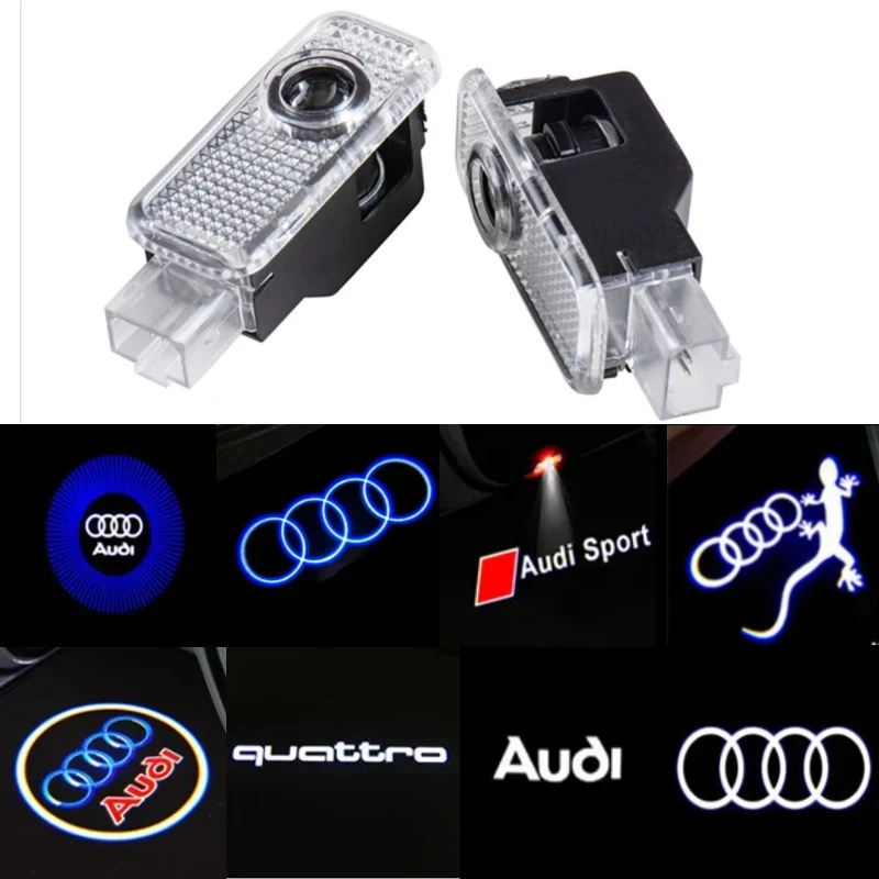 2pcs Car Door Decoration Laser Projector  Lights LED Welcome Lamp For Audi A1 A3 A4 A5 A6 A7 A8 8P 8V Q3 Q5 Q7 Q8 RS