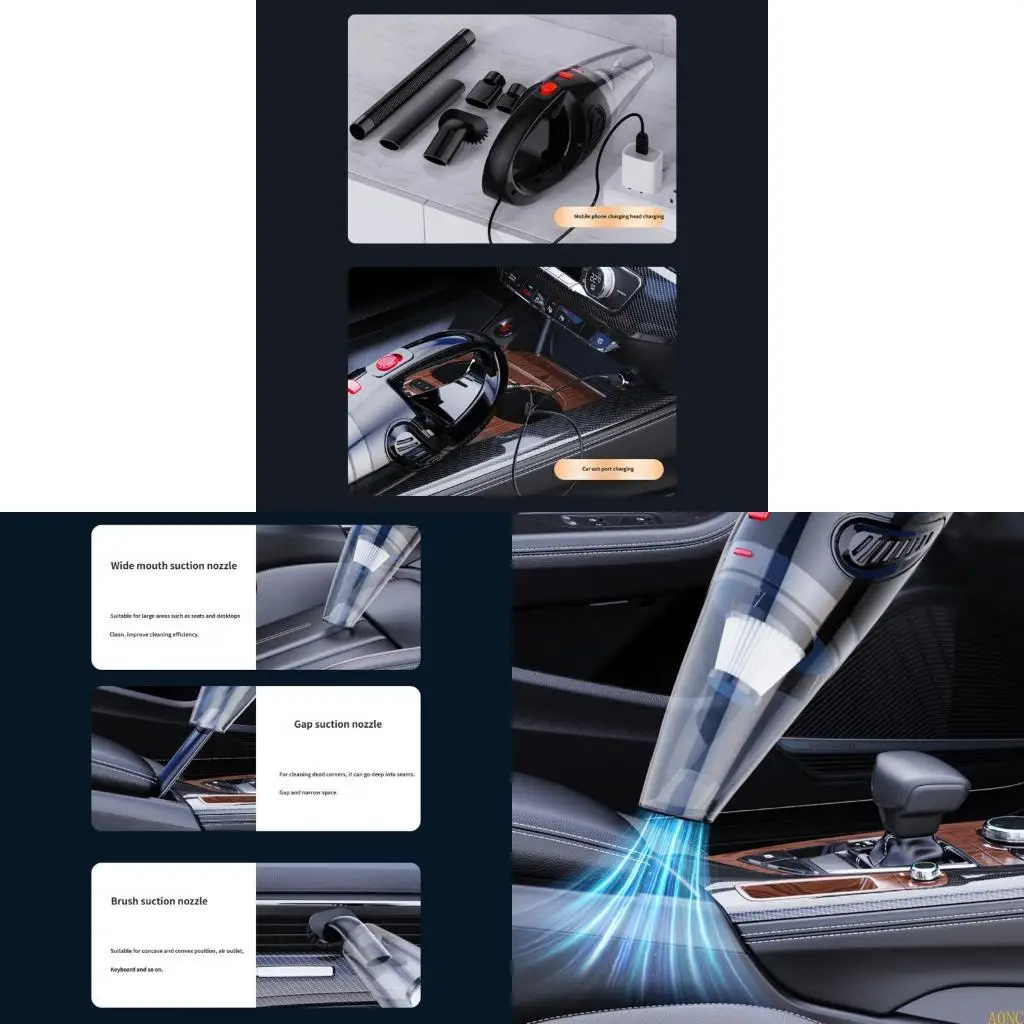 

A0NC Rechargeable Handheld Vacuum Cleaner Portable Dust Remover Dust Vacuum ABS Texture for Car Homes Pet Hair Cleaning
