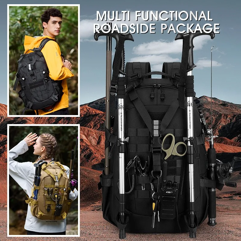 Camouflage Tactical Backpack, Large Capacity Rucksack for Hiking, Camping, Travel and Outdoor Sports